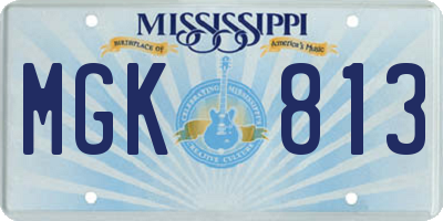 MS license plate MGK813
