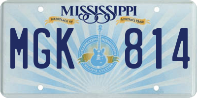 MS license plate MGK814