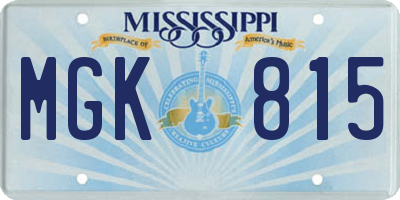 MS license plate MGK815