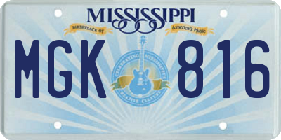 MS license plate MGK816