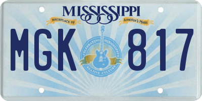 MS license plate MGK817