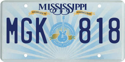 MS license plate MGK818