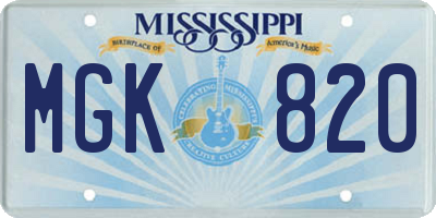 MS license plate MGK820