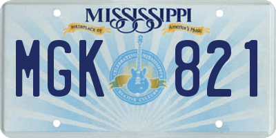 MS license plate MGK821