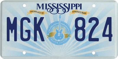 MS license plate MGK824