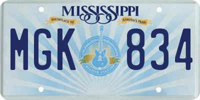 MS license plate MGK834