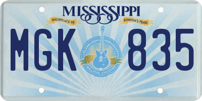 MS license plate MGK835