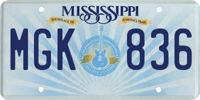 MS license plate MGK836