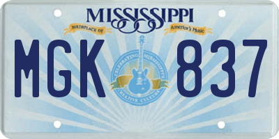 MS license plate MGK837