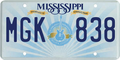 MS license plate MGK838