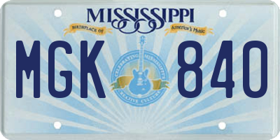 MS license plate MGK840