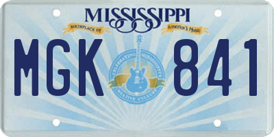 MS license plate MGK841