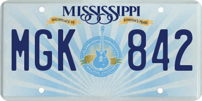 MS license plate MGK842
