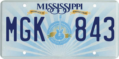 MS license plate MGK843