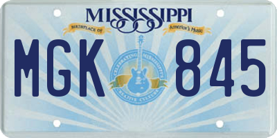 MS license plate MGK845