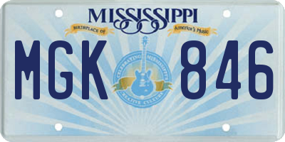 MS license plate MGK846