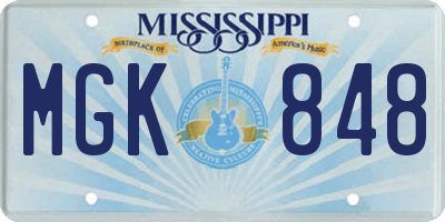MS license plate MGK848