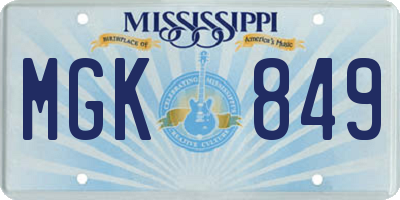 MS license plate MGK849