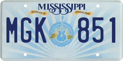 MS license plate MGK851
