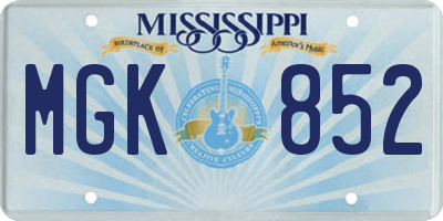 MS license plate MGK852
