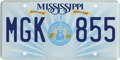 MS license plate MGK855