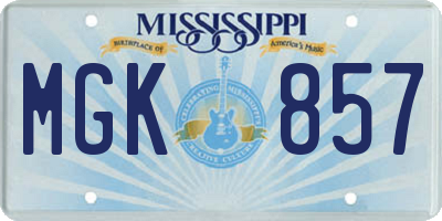 MS license plate MGK857