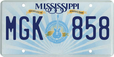 MS license plate MGK858