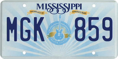 MS license plate MGK859