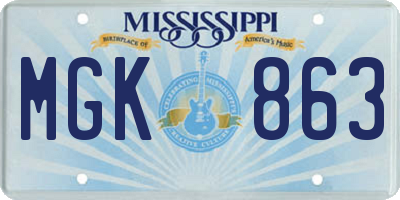 MS license plate MGK863