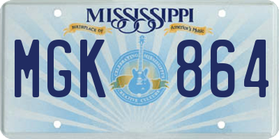 MS license plate MGK864