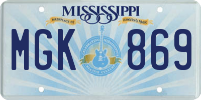 MS license plate MGK869