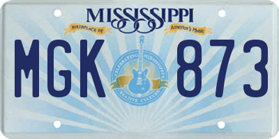 MS license plate MGK873