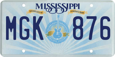 MS license plate MGK876