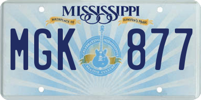MS license plate MGK877