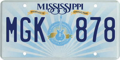 MS license plate MGK878