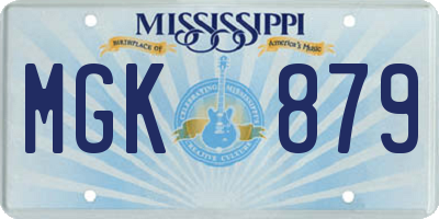 MS license plate MGK879