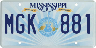 MS license plate MGK881