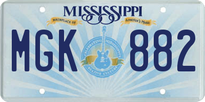MS license plate MGK882