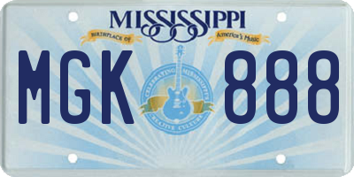 MS license plate MGK888