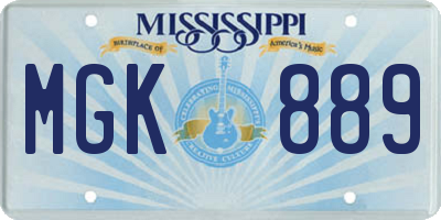 MS license plate MGK889