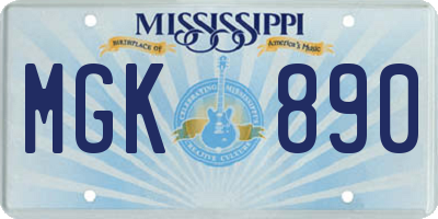 MS license plate MGK890