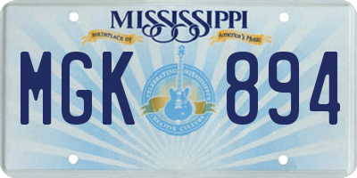 MS license plate MGK894