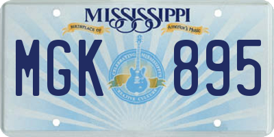 MS license plate MGK895