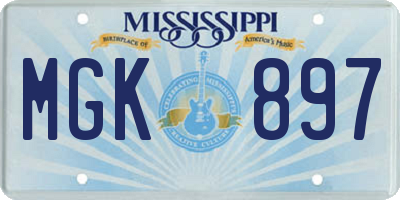 MS license plate MGK897