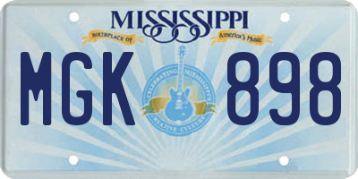 MS license plate MGK898