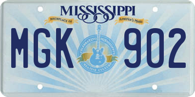 MS license plate MGK902