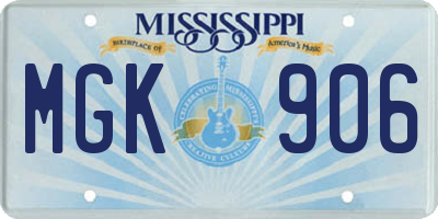 MS license plate MGK906
