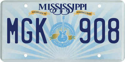 MS license plate MGK908