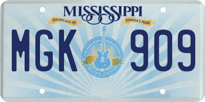 MS license plate MGK909