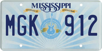 MS license plate MGK912